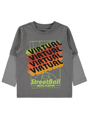 Civil Boys Streetball Baskılı 2-5 Yaş Sweatshirt - Gri