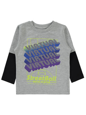 Civil Boys Streetball Baskılı 2-5 Yaş Sweatshirt - Gri