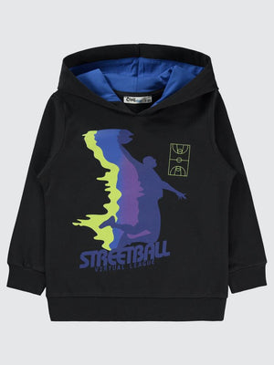 Civil Boys Streetball Baskılı 2-5 Yaş Sweatshirt - Siyah