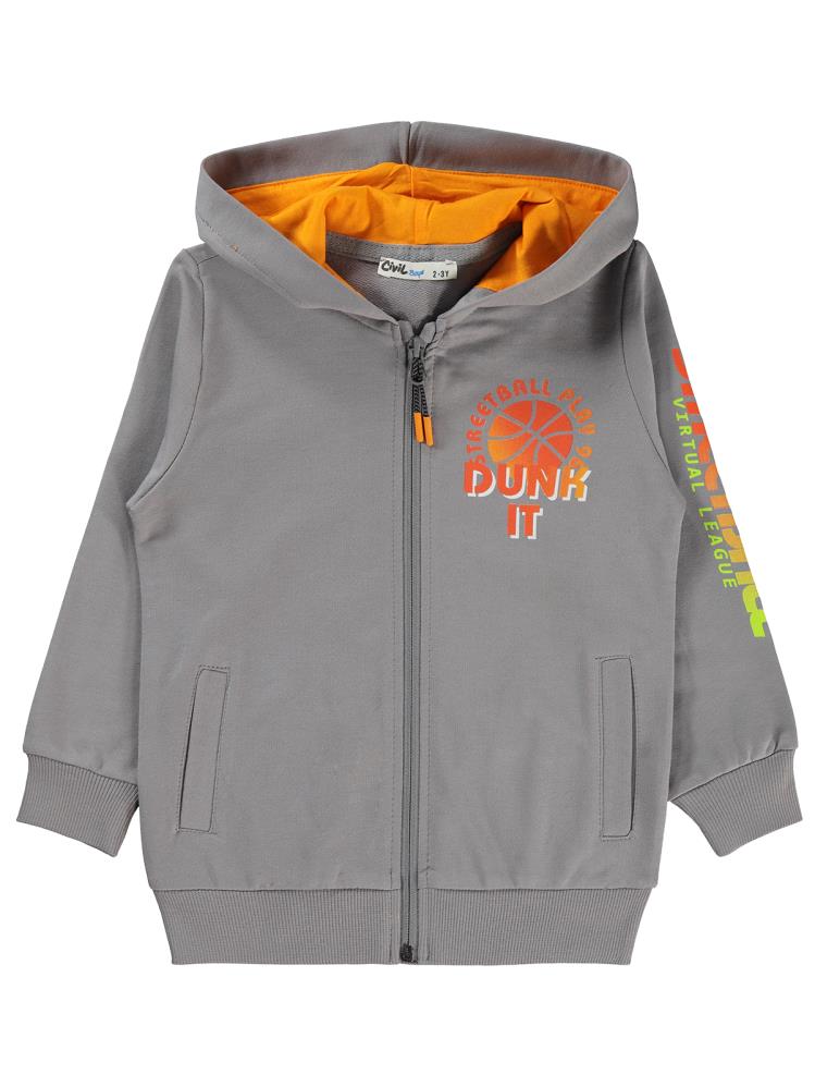 Civil Boys Streetball Baskılı 2-5 Yaş Hırka - Gri