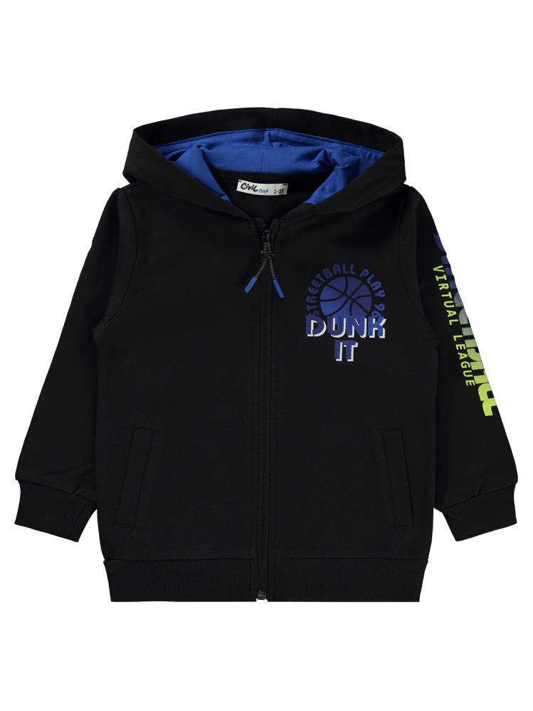 Civil Boys Streetball Baskılı 2-5 Yaş Hırka - Siyah