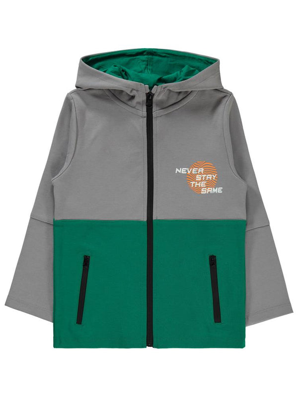 Civil Boys Never Stay Baskılı 6-9 Yaş Hırka - Gri