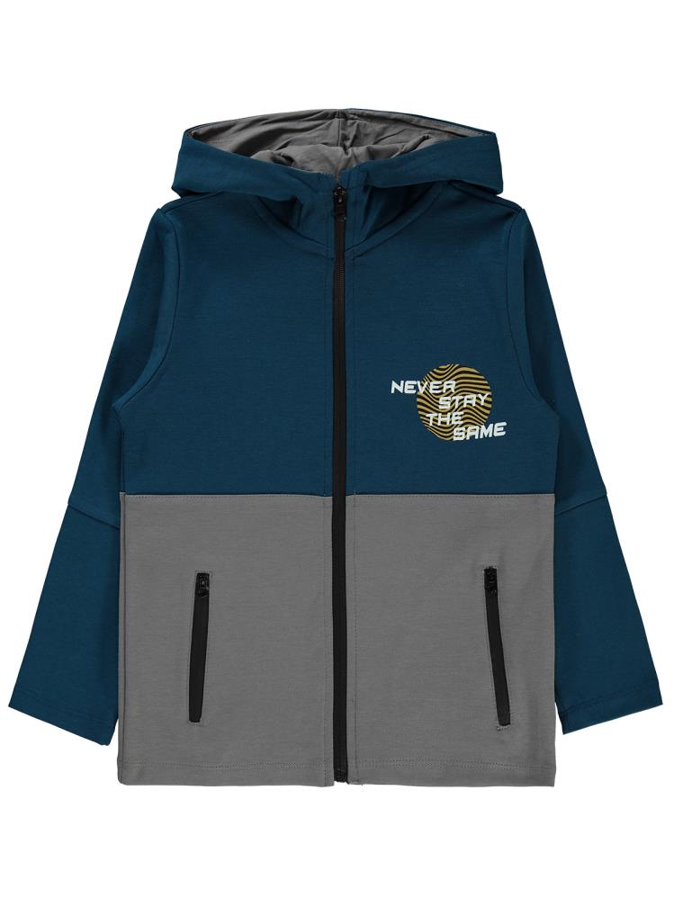 Civil Boys Never Stay Baskılı 10-13 Yaş Hırka - Yeşil