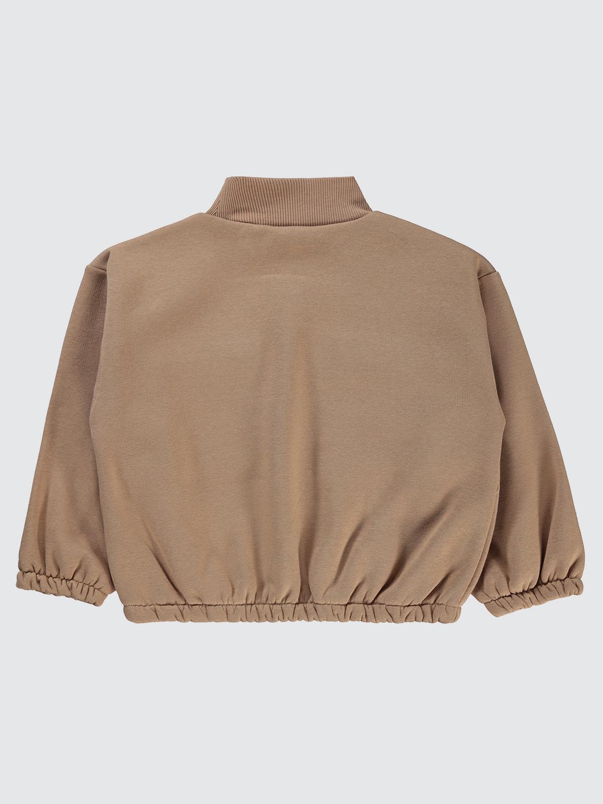 Civil Kız Çocuk Cepli Sweatshirt | 3 İp Uzun Kol Bisiklet Yaka | Okul Kreş ve Günlük Kullanım - Turuncu