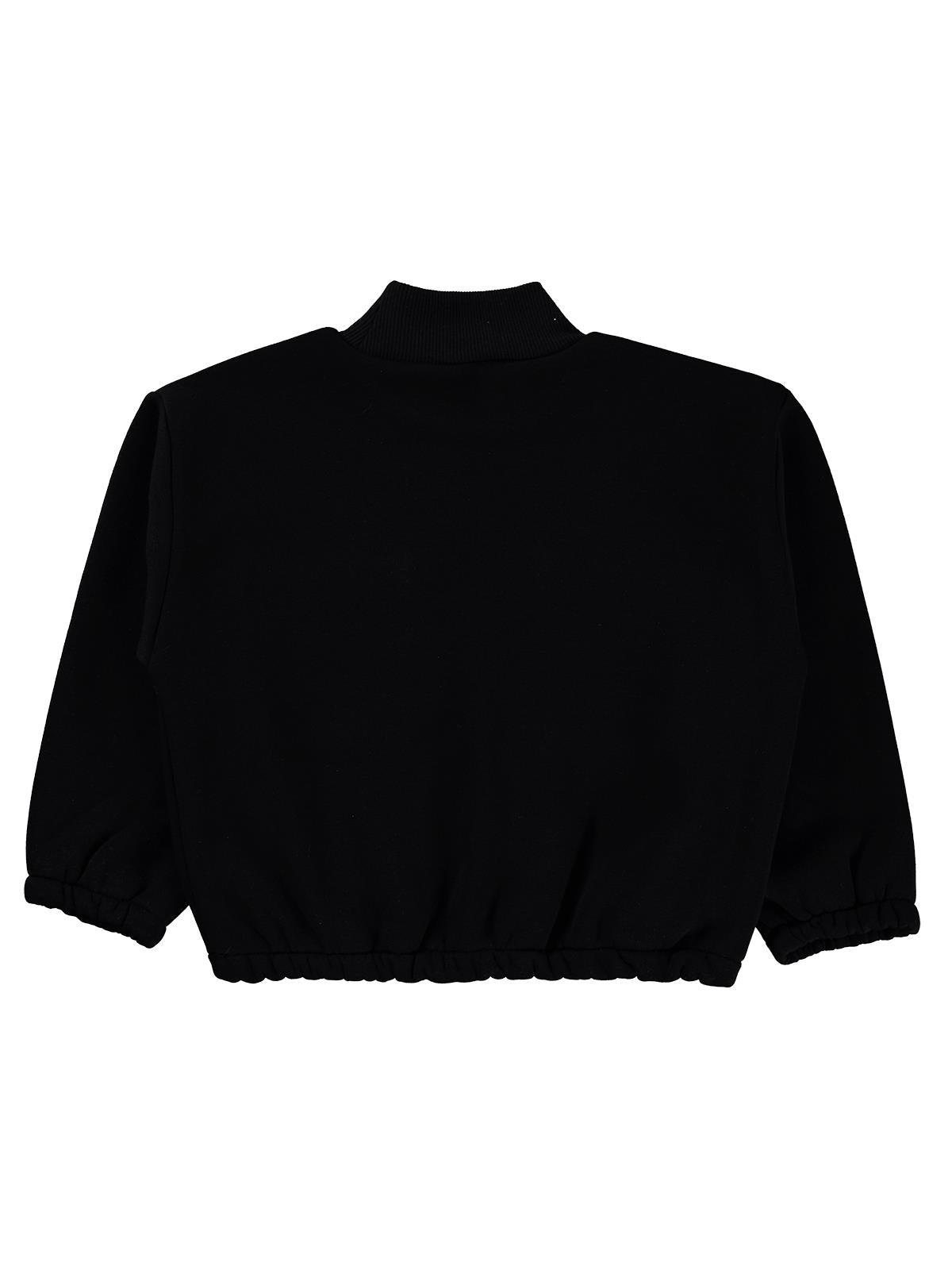 Civil Kız Çocuk Cepli Sweatshirt | 3 İp Uzun Kol | Okul Kreş ve Günlük Kullanım - Siyah