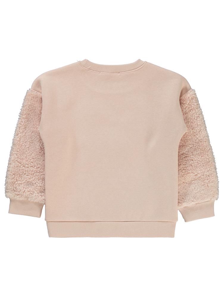 Civil Girls Fiyonk Nakışlı Velsoft Garnili 2-5 Yaş Sweatshirt - Pudra
