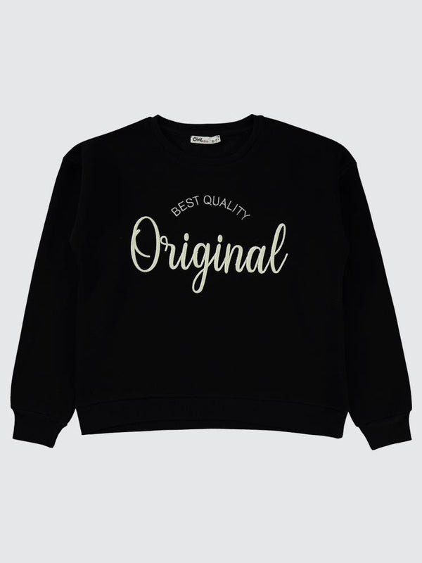 Civil Girls Original Nakışlı 10-13 Yaş Sweatshirt - Siyah