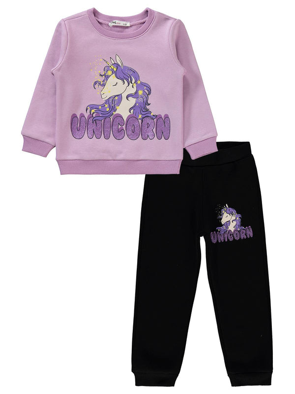 Civil Girls Unicorn Baksılı 2-5 Yaş Eşofman Takımı - Lila