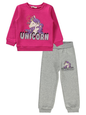 Civil Girls Unicorn Baksılı 2-5 Yaş Eşofman Takımı - Fusya