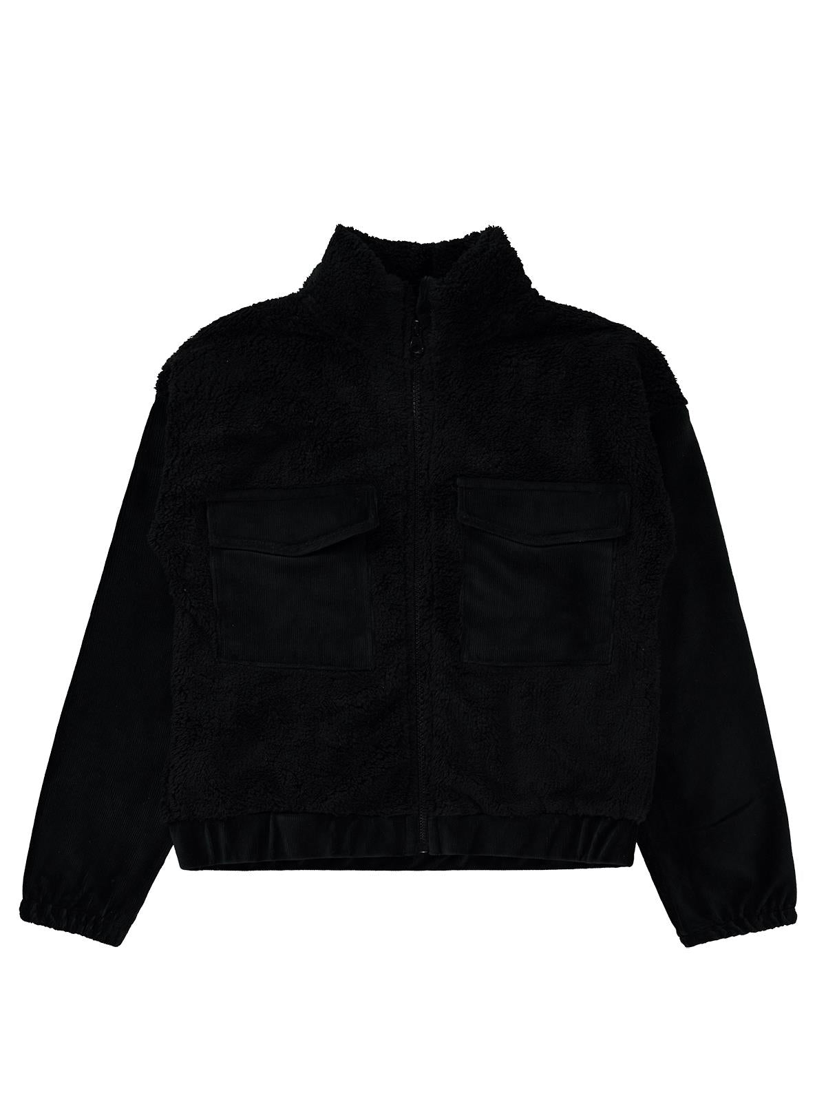 Civil Girls Velsoft Kadife Garnili 10-13 Yaş Hırka - Siyah