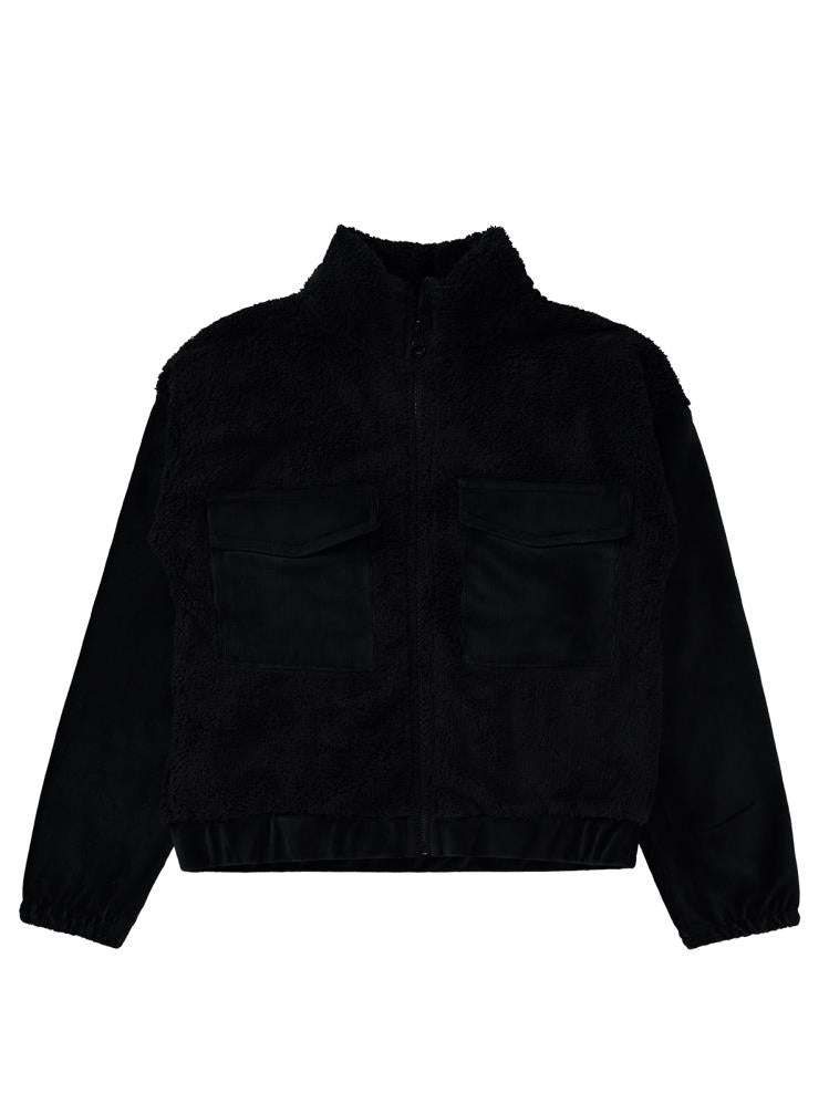 Civil Girls Velsoft Kadife Garnili 10-13 Yaş Hırka - Siyah