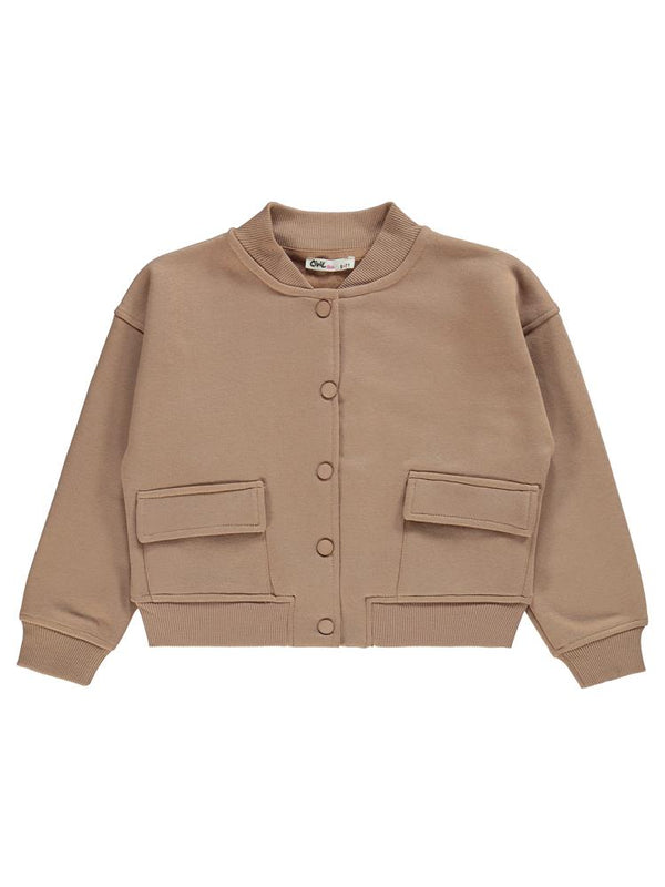 Civil Girls Çıtçıtlı Cepli 10-13 Yaş Hırka - Turuncu