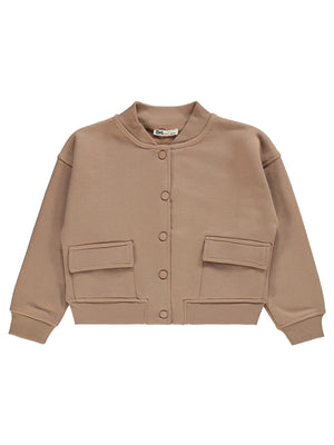 Civil Girls Çıtçıtlı Cepli 6-9 Yaş Hırka - Turuncu