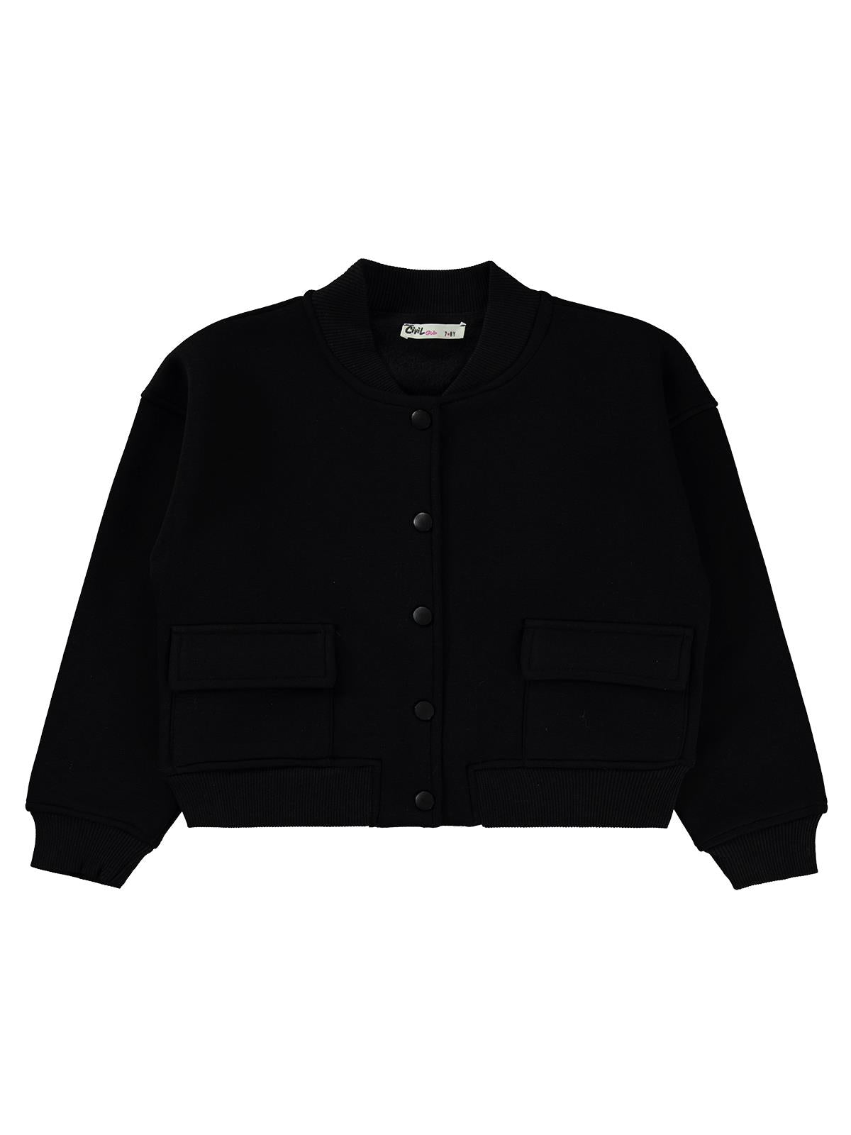 Civil Girls Çıtçıtlı Cepli 10-13 Yaş Hırka - Turuncu