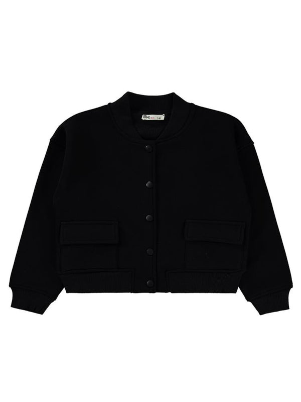 Civil Girls Çıtçıtlı Cepli 10-13 Yaş Hırka - Siyah