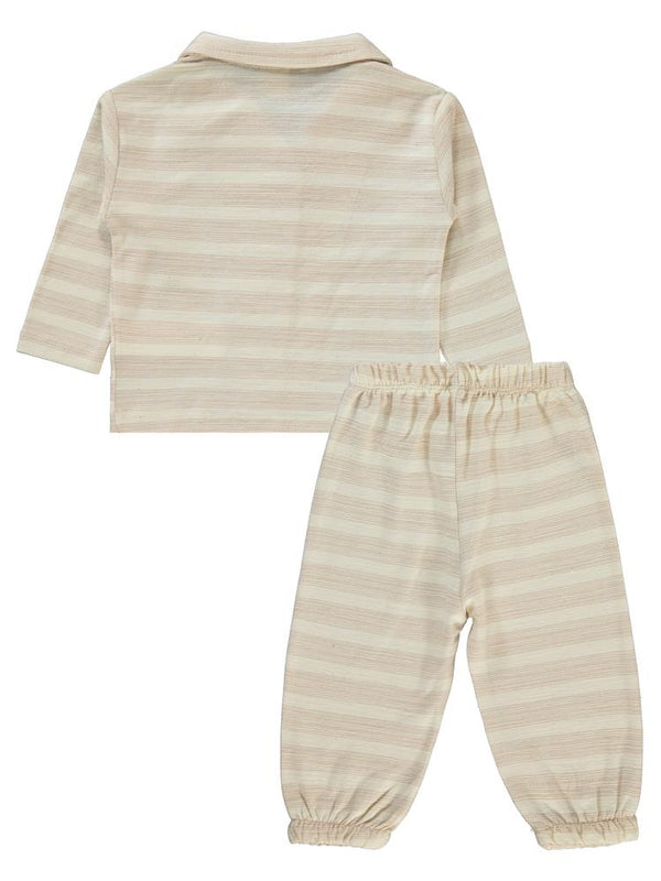 Civil Baby Çizgili Desenli 6-18 Ay Takım - Kahverengi