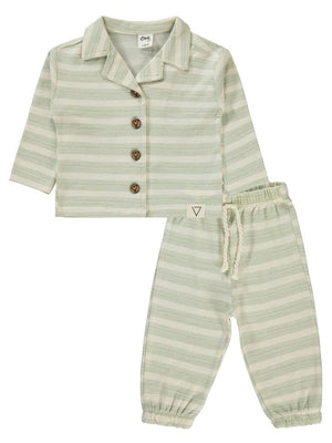Civil Baby Çizgili Desenli 6-18 Ay Takım - Yeşil