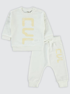 Civil Baby CVL Baskılı 6-18 Ay Takım - Ekru