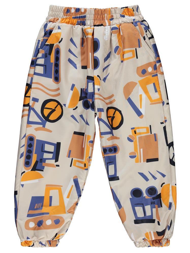 Civil Boys İş Makineleri Empirme Baskılı 2-5 Yaş Pantolon - Bej