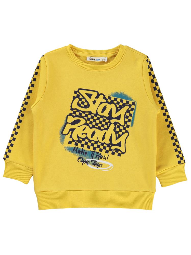 Civil Boys Stay Ready Baskılı 2-5 Yaş Sweatshirt - Hardal