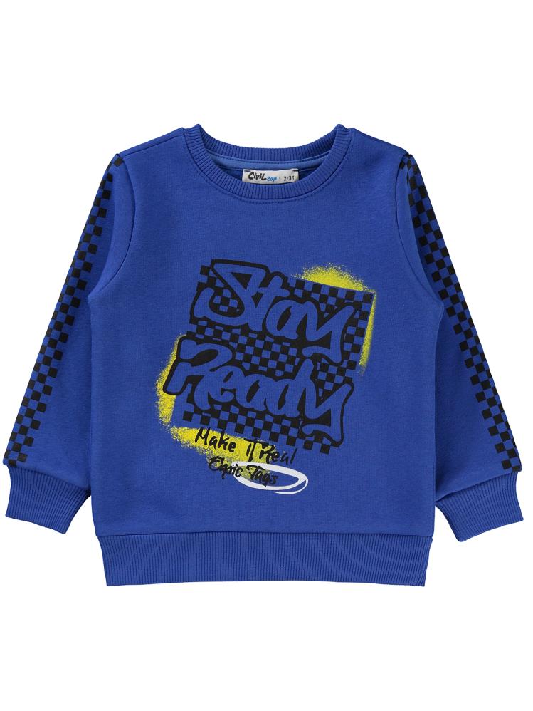 Civil Boys Stay Ready Baskılı 2-5 Yaş Sweatshirt - Mavi