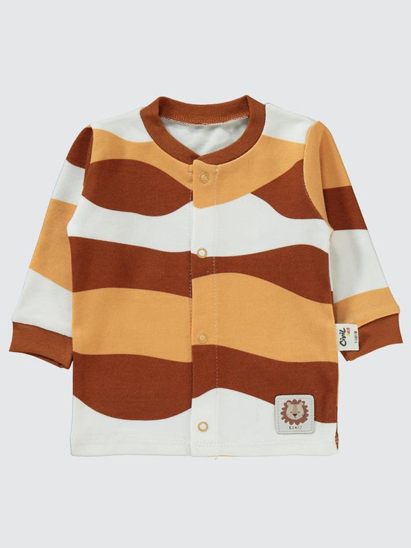 Civil Baby Dalgalı Çizgi Empirmeli 1-6 Ay Pijama Takımı - Turuncu