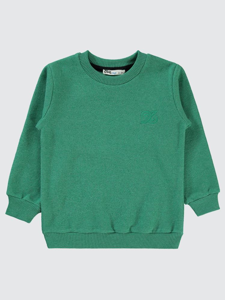 Civil Boys 96 Nakışlı 2-5 Yaş Sweatshirt - Yeşil