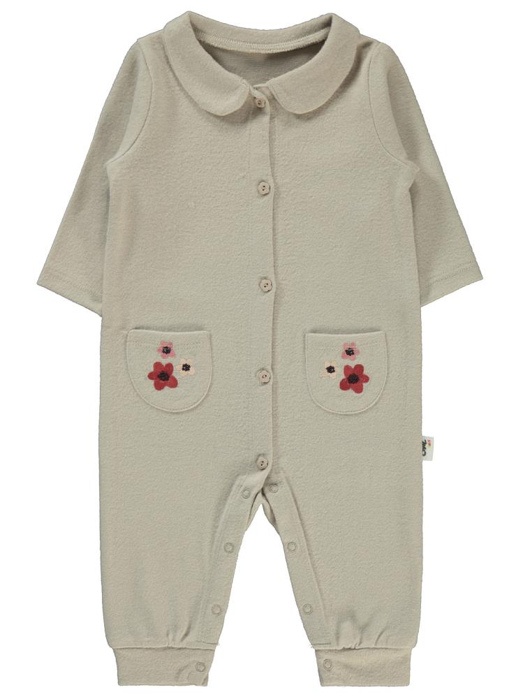 Civil Baby Çiçek Nakışlı 6-18 Ay Tulum - Bej