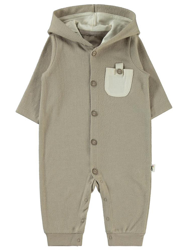 Civil Baby Cepli ve Kapüşonlu 6-18 Ay Tulum - Bej