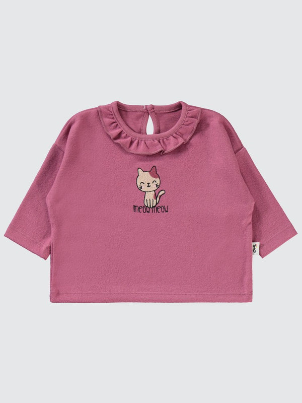 Civil Baby Kedi Nakışlı 6-18 Ay Takım - Pembe