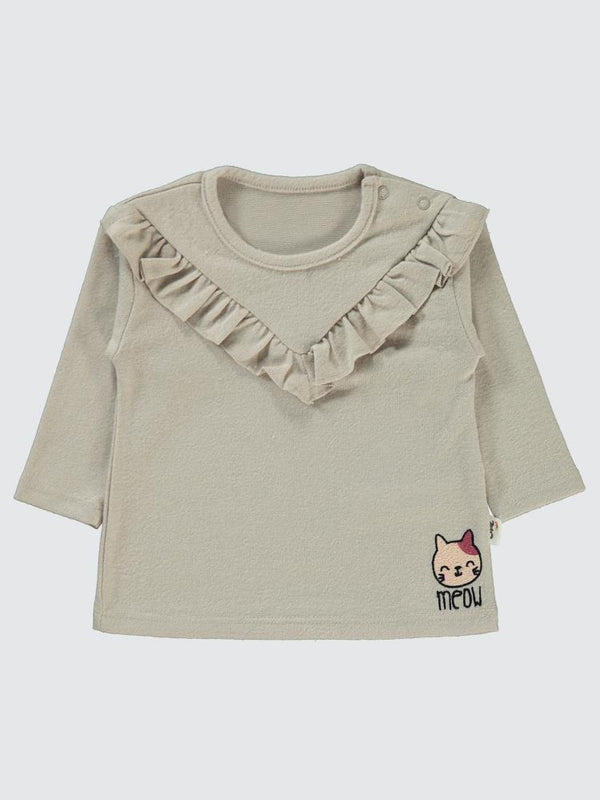 Civil Baby Kedi Nakışlı 6-18 Ay Sweatshirt - Bej