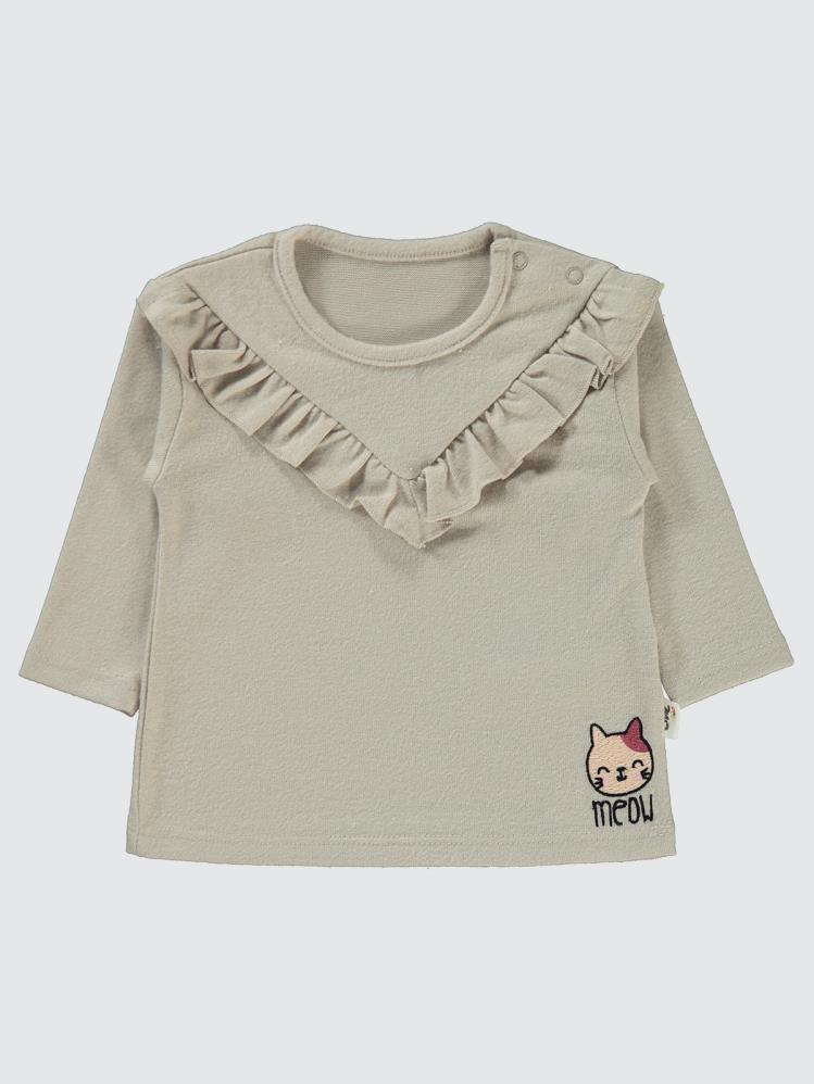 Civil Baby Kedi Nakışlı 6-18 Ay Sweatshirt - Bej