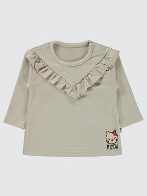 Civil Baby Kedi Nakışlı 6-18 Ay Sweatshirt - Bej