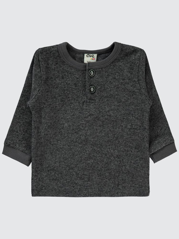 Civil Baby Düğmeli 6-18 Ay Sweatshirt - Gri