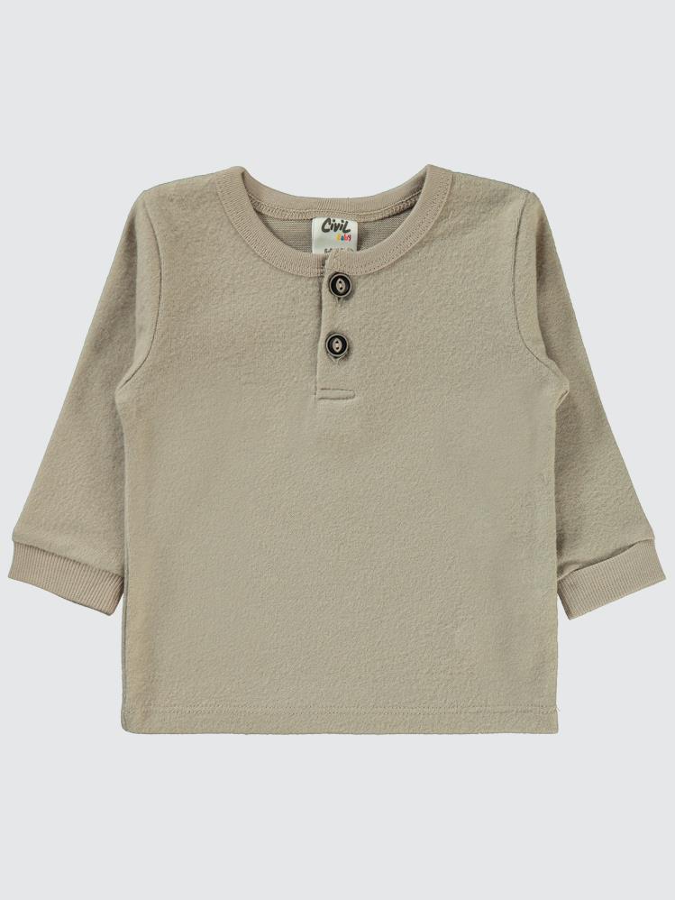 Civil Baby Düğmeli 6-18 Ay Sweatshirt - Bej
