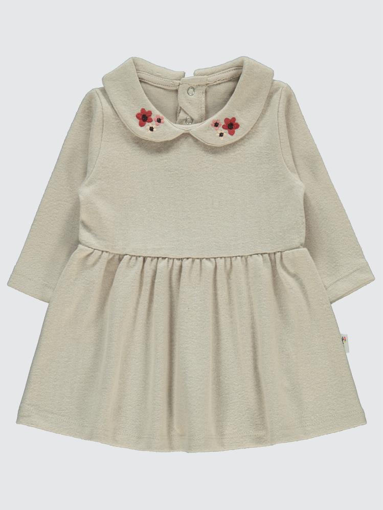 Civil Baby Çiçek Nakışlı 6-18 Ay Jile ve Elbise - Bej