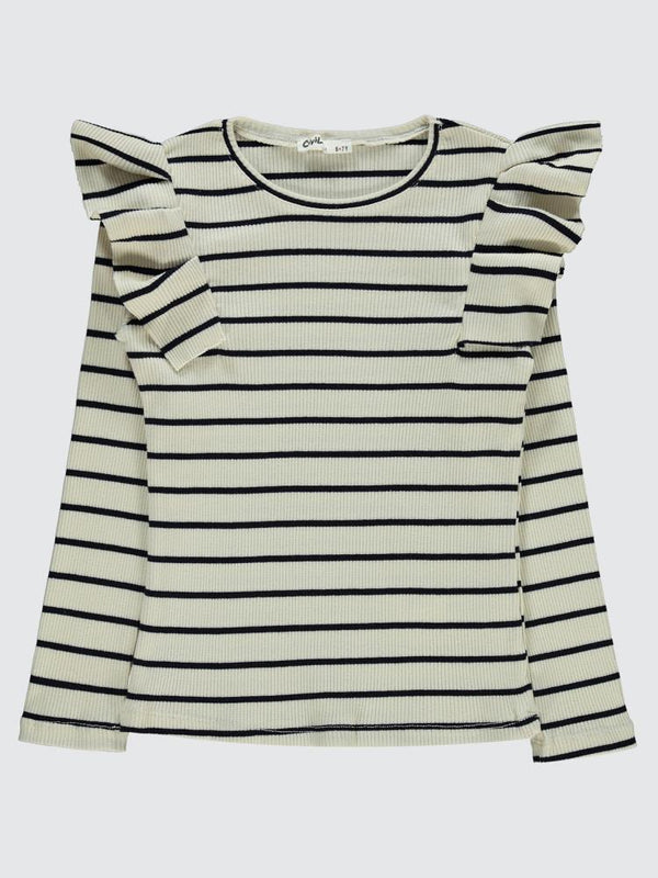 Civil Girls Çizgili Kaşkorse 10-13 Yaş Sweatshirt - Beyaz