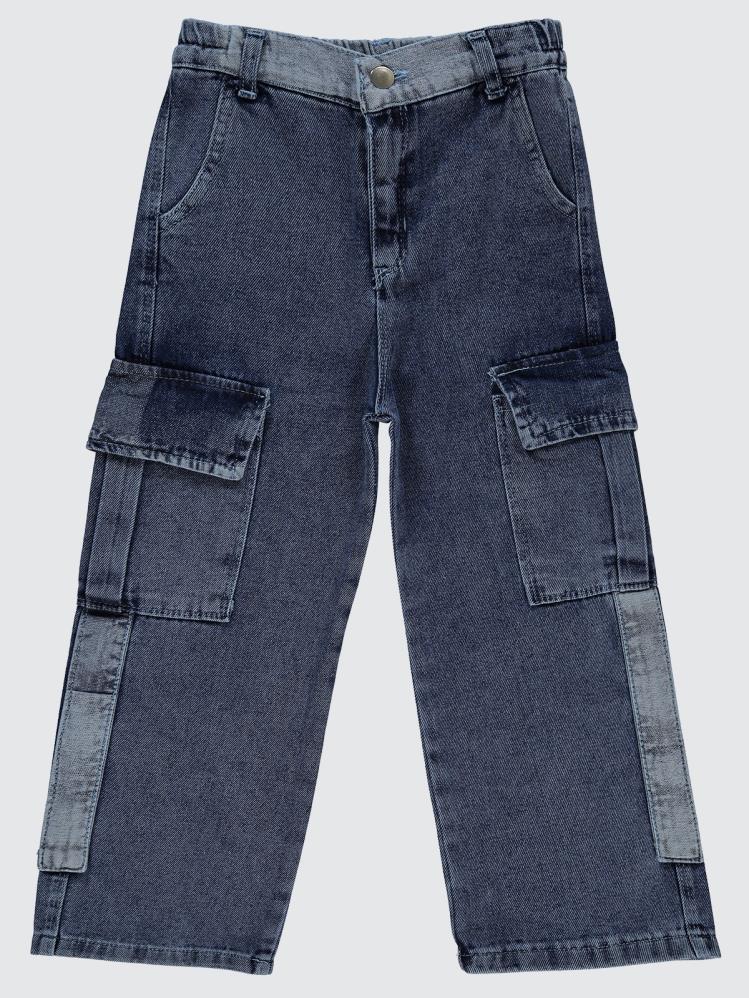 Civil Girls Kargo Cepli Boru Paça 6-9 Yaş Pantolon - Mavi