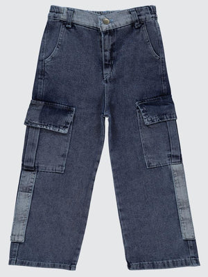 Civil Girls Kargo Cepli Boru Paça 6-9 Yaş Pantolon - Mavi