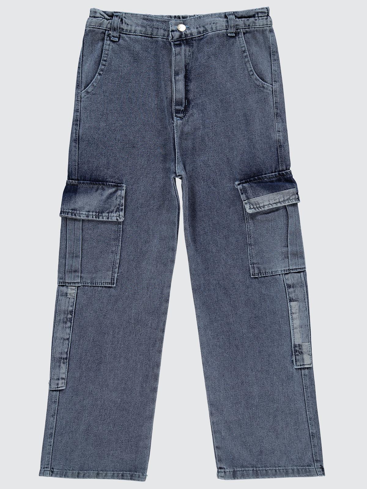 Civil Girls Kargo Cepli Boru Paça 10-13 Yaş Pantolon - Mavi