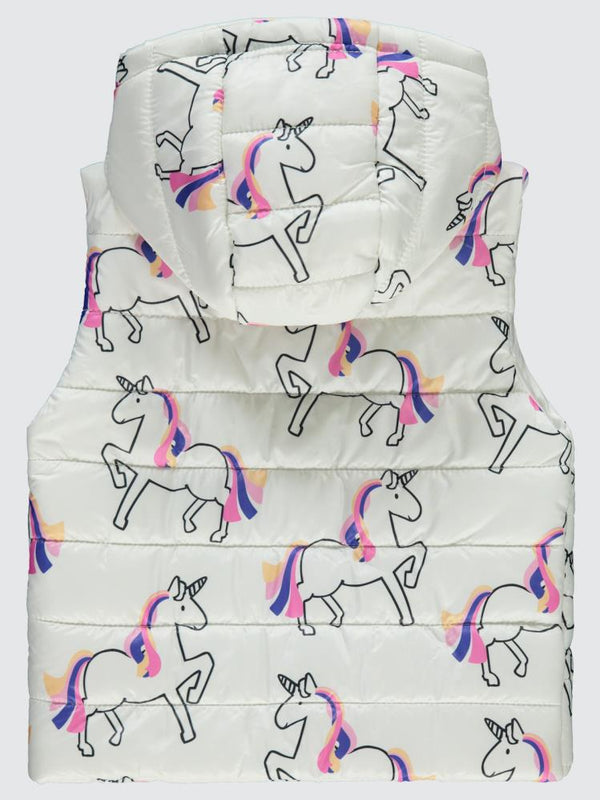 Civil Girls Unicorn Baskılı 2-5 Yaş Yelek - Ekru
