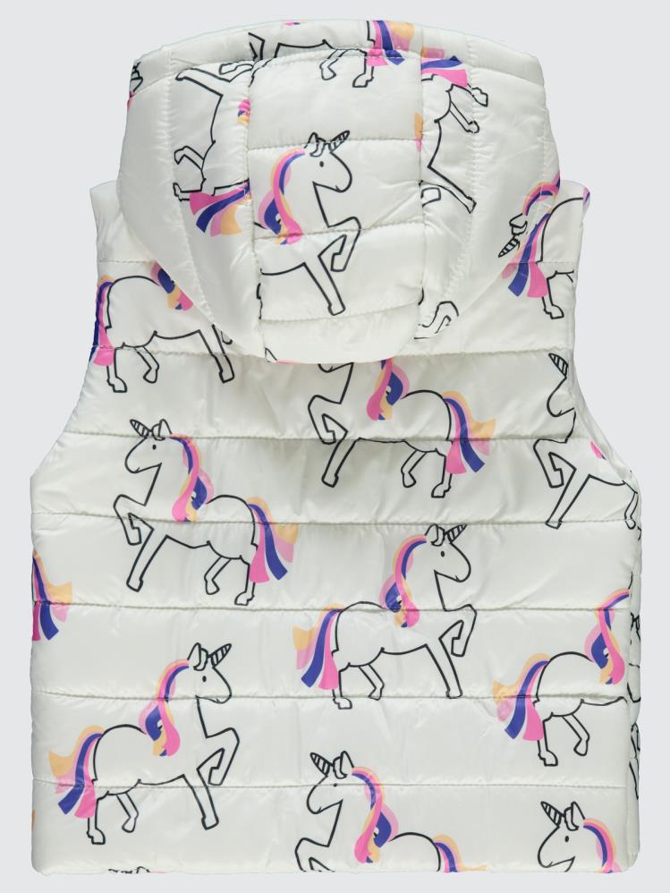 Civil Girls Unicorn Baskılı 2-5 Yaş Yelek - Ekru