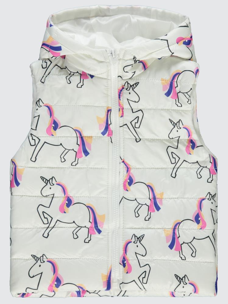Civil Girls Unicorn Baskılı 2-5 Yaş Yelek - Ekru