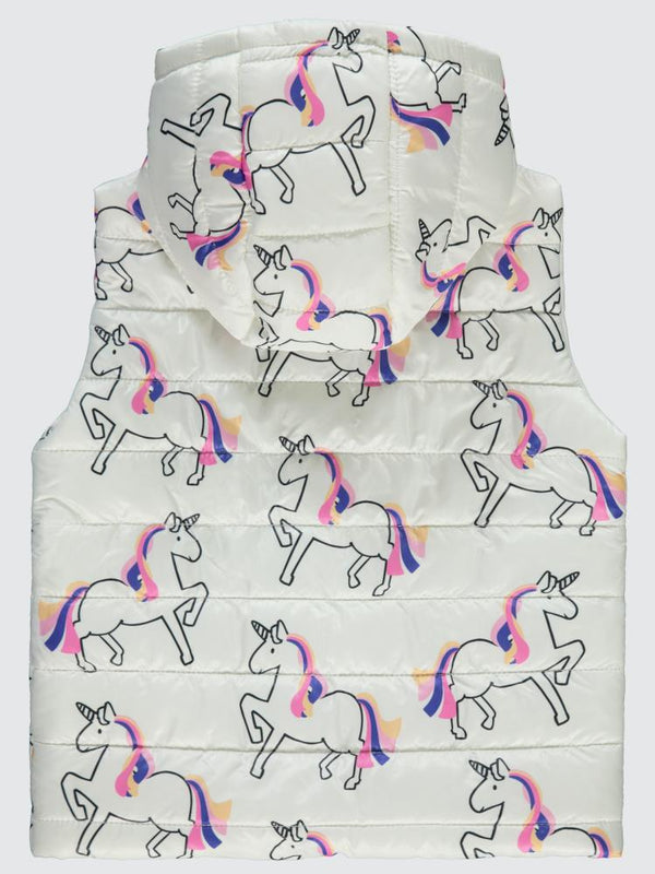 Civil Girls Unicorn Baskılı 6-9 Yaş Yelek - Ekru