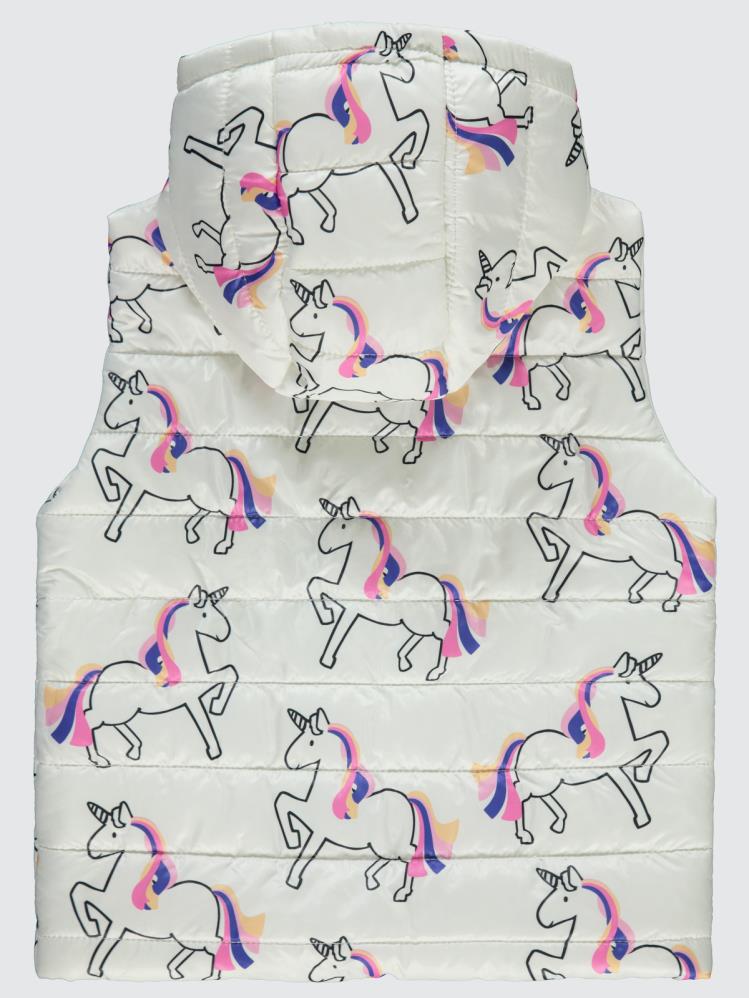 Civil Girls Unicorn Baskılı 6-9 Yaş Yelek - Ekru