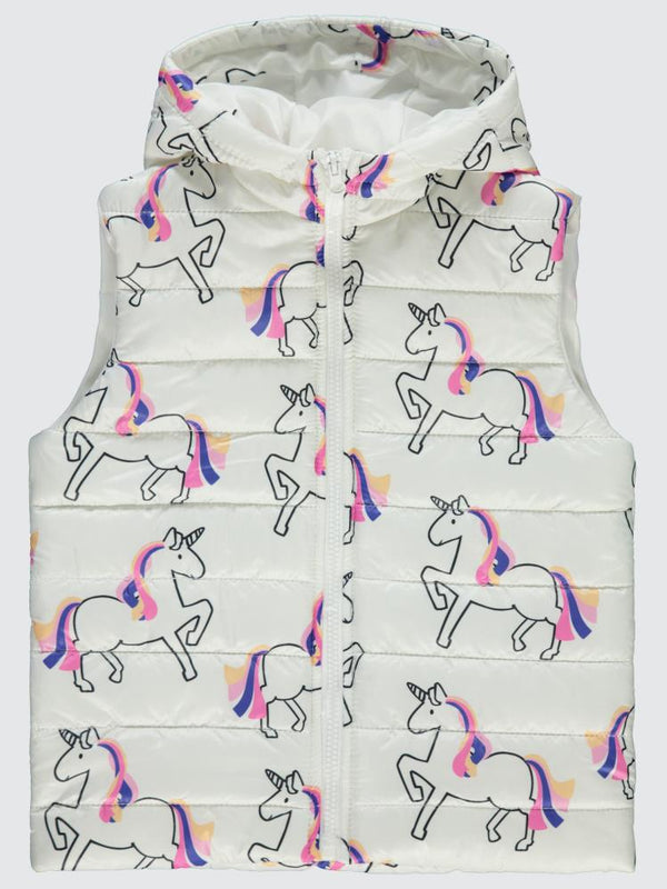 Civil Girls Unicorn Baskılı 6-9 Yaş Yelek - Ekru