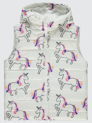 Civil Girls Unicorn Baskılı 6-9 Yaş Yelek - Ekru