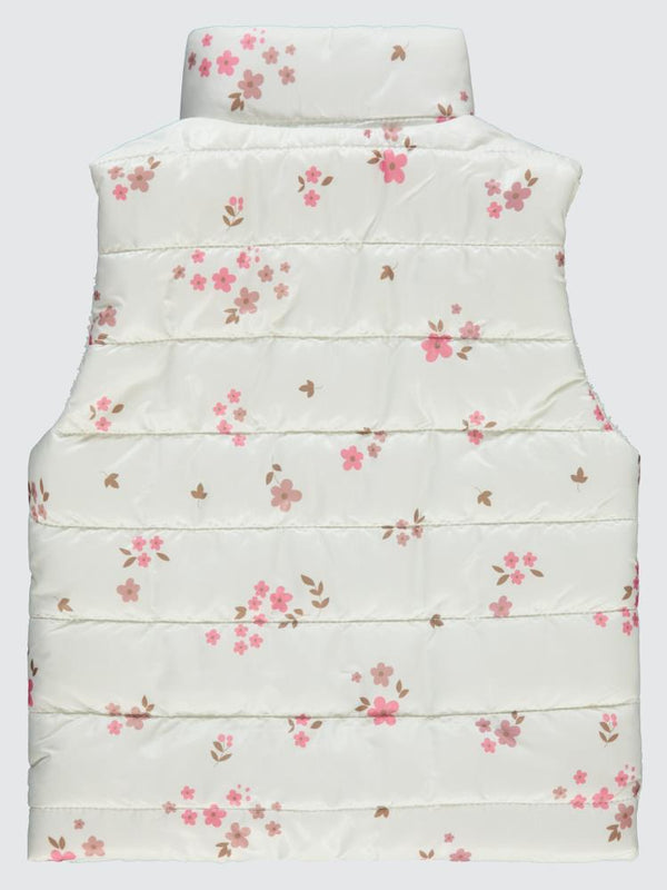 Civil Girls Velsoftlu Çiçek Baskılı 2-5 Yaş Yelek - Beyaz
