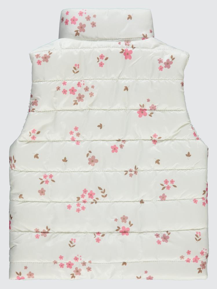 Civil Girls Velsoftlu Çiçek Baskılı 2-5 Yaş Yelek - Beyaz