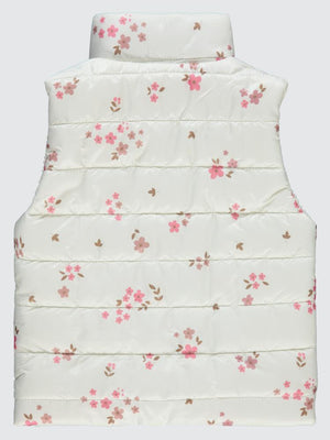 Civil Girls Velsoftlu Çiçek Baskılı 2-5 Yaş Yelek - Beyaz